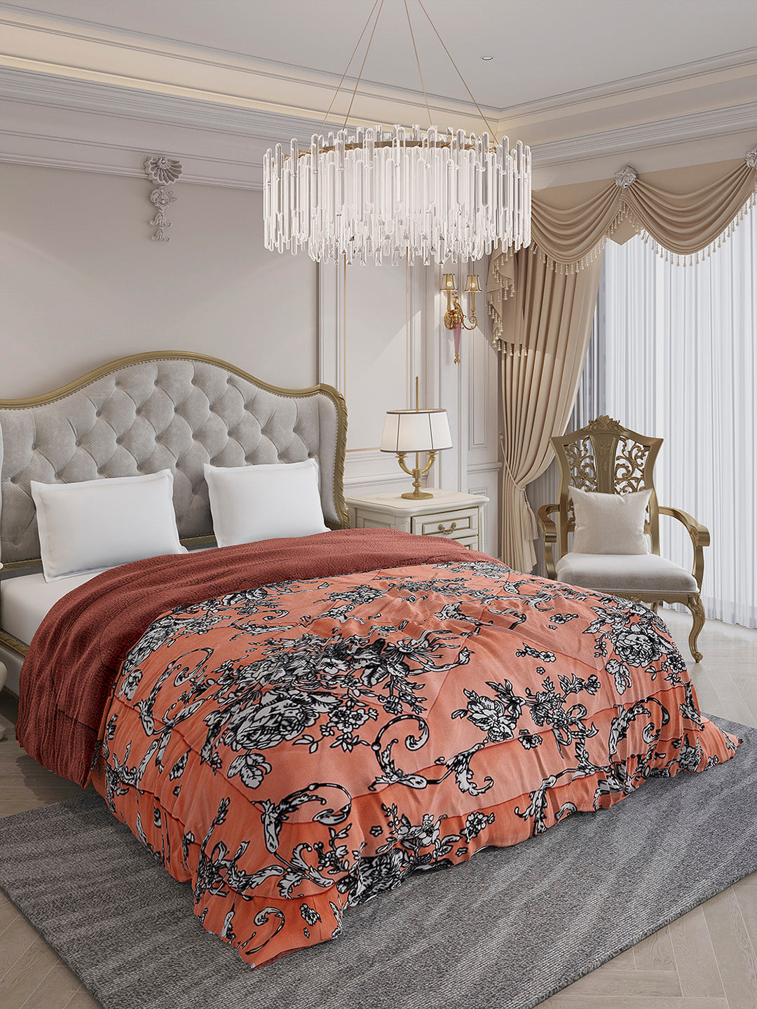 Printed Double Bed 210 GSM Comforter for Mild Winter (Nixie), Weight 729 gm