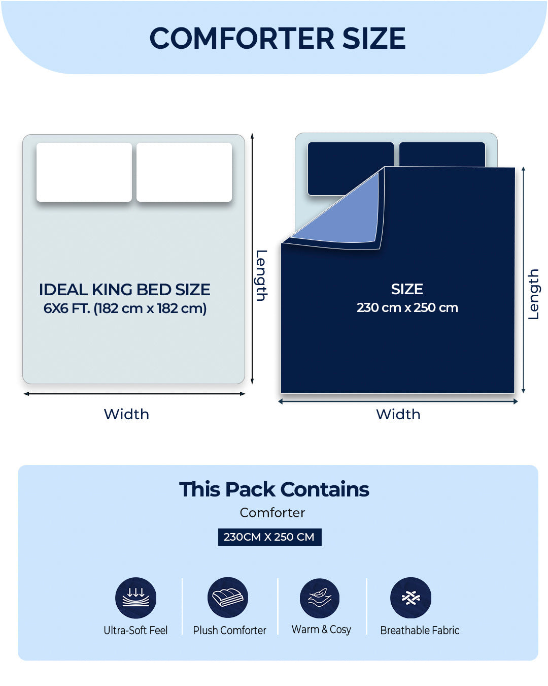 Printed Double Bed 210 GSM Comforter for Mild Winter (Nixie), Weight 729 gm