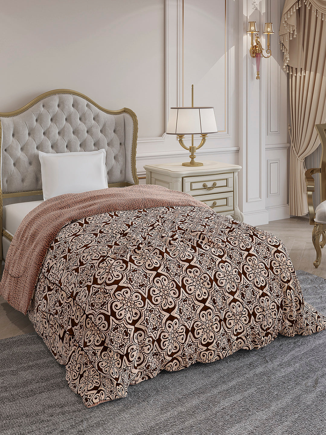 Printed Single Bed 1114 GSM Comforter for Winter - (Nixie)