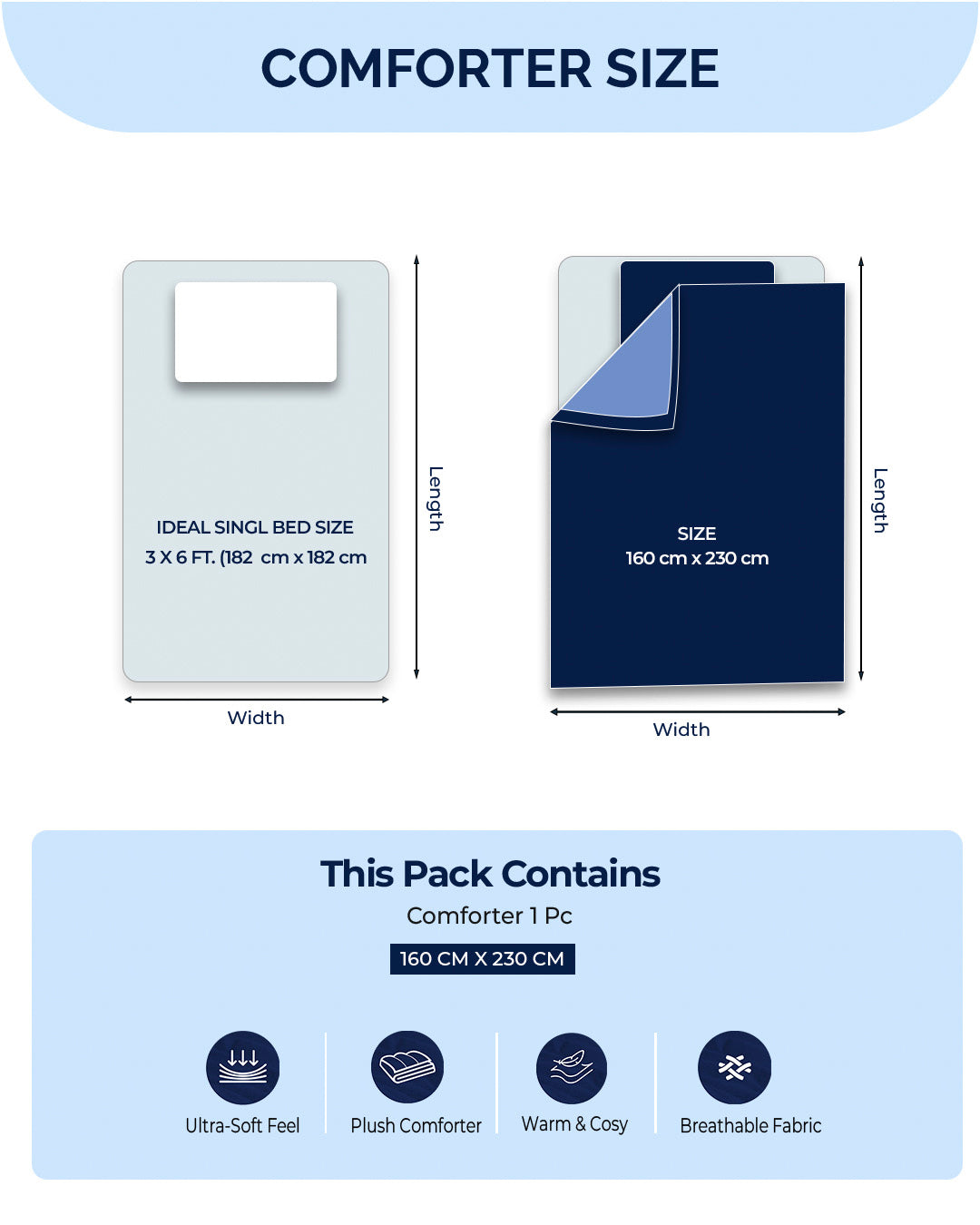 Printed Single Bed 210 GSM Comforter for Mild Winter (Nixie), Weight 660 gm