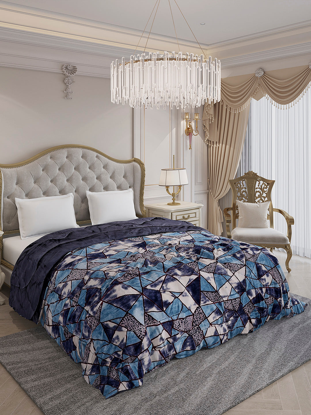 Printed Double Bed 233 GSM Comforter for Mild Winter (Beauty), Weight 855 gm