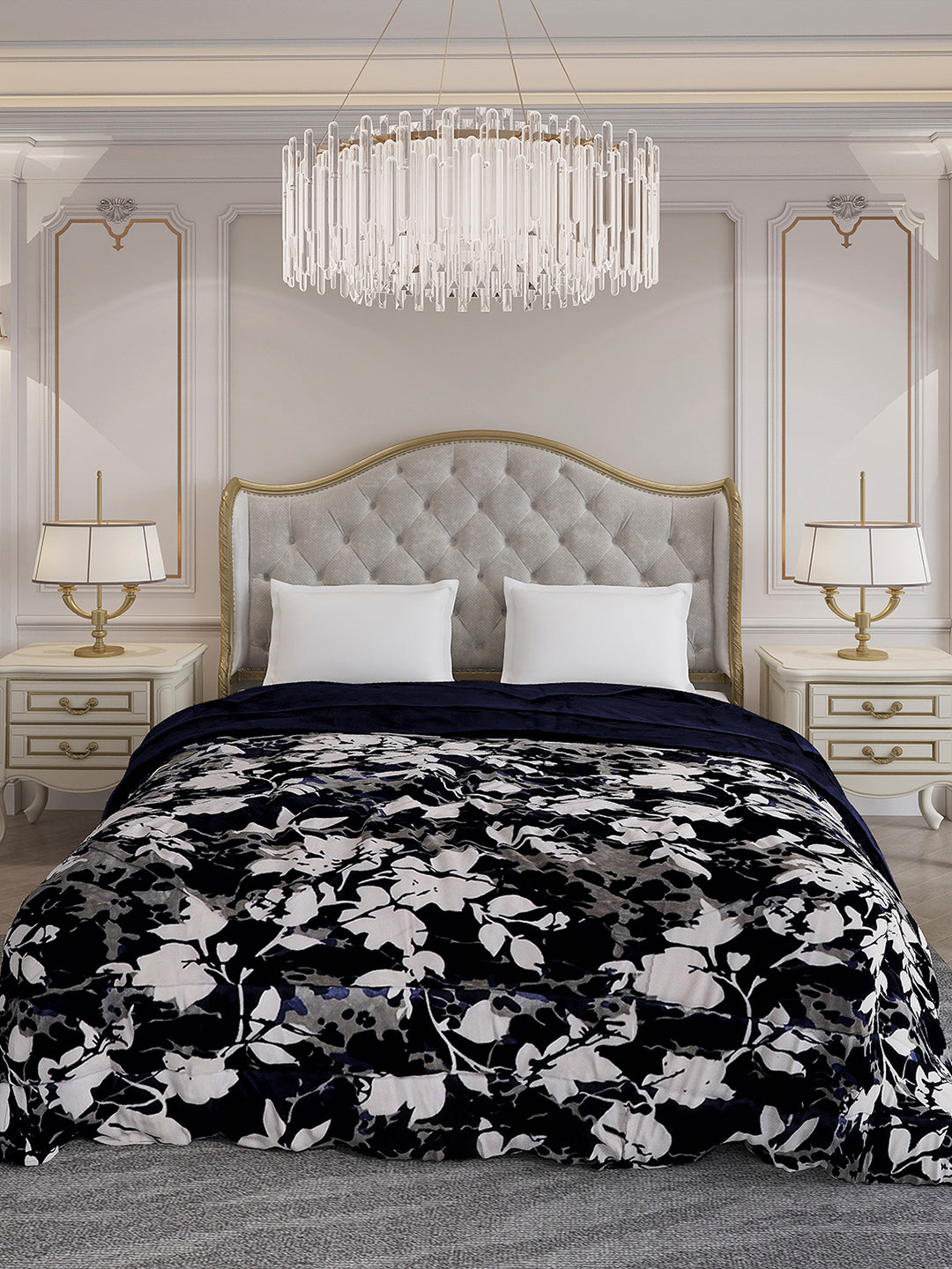 Printed Double Bed 300 GSM Comforter for Mild Winter (Wisdom Gold), Weight 900 gm