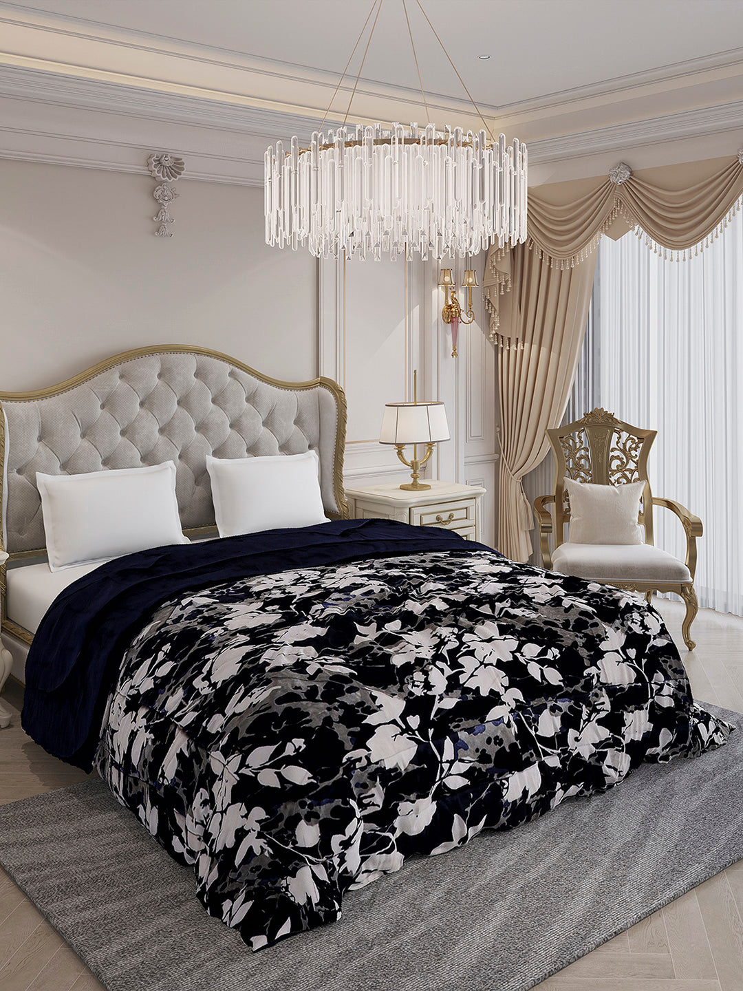 Printed Double Bed 300 GSM Comforter for Mild Winter (Wisdom Gold), Weight 900 gm