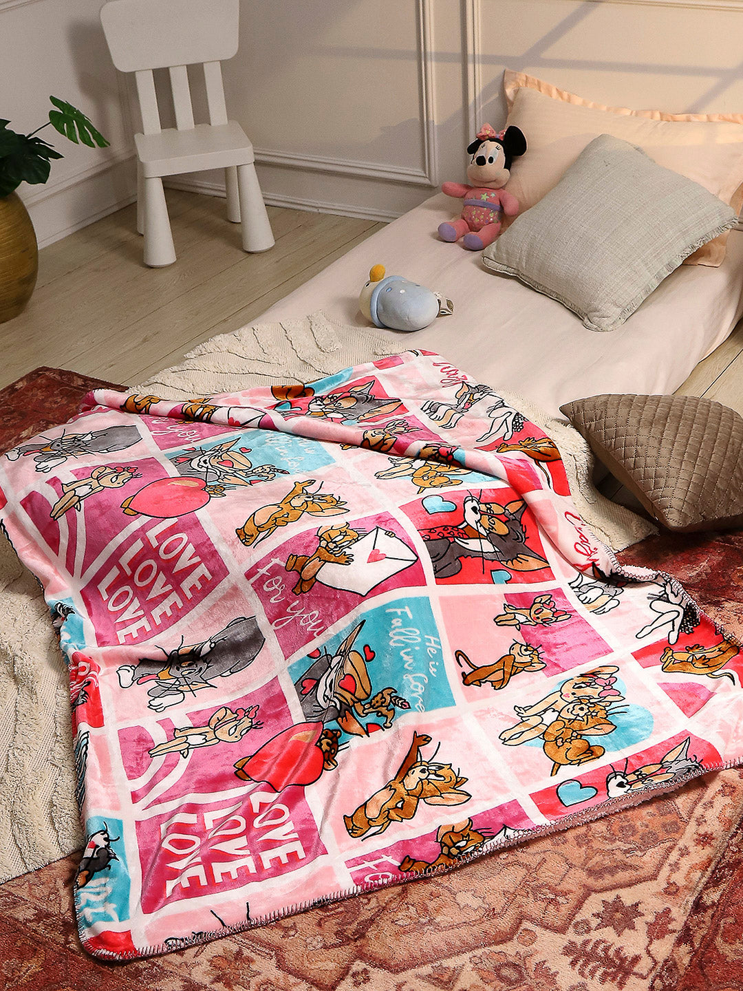 Tom and Jerry Panels Print Ultra Cozy Cartoon Network Pink Baby Blanket