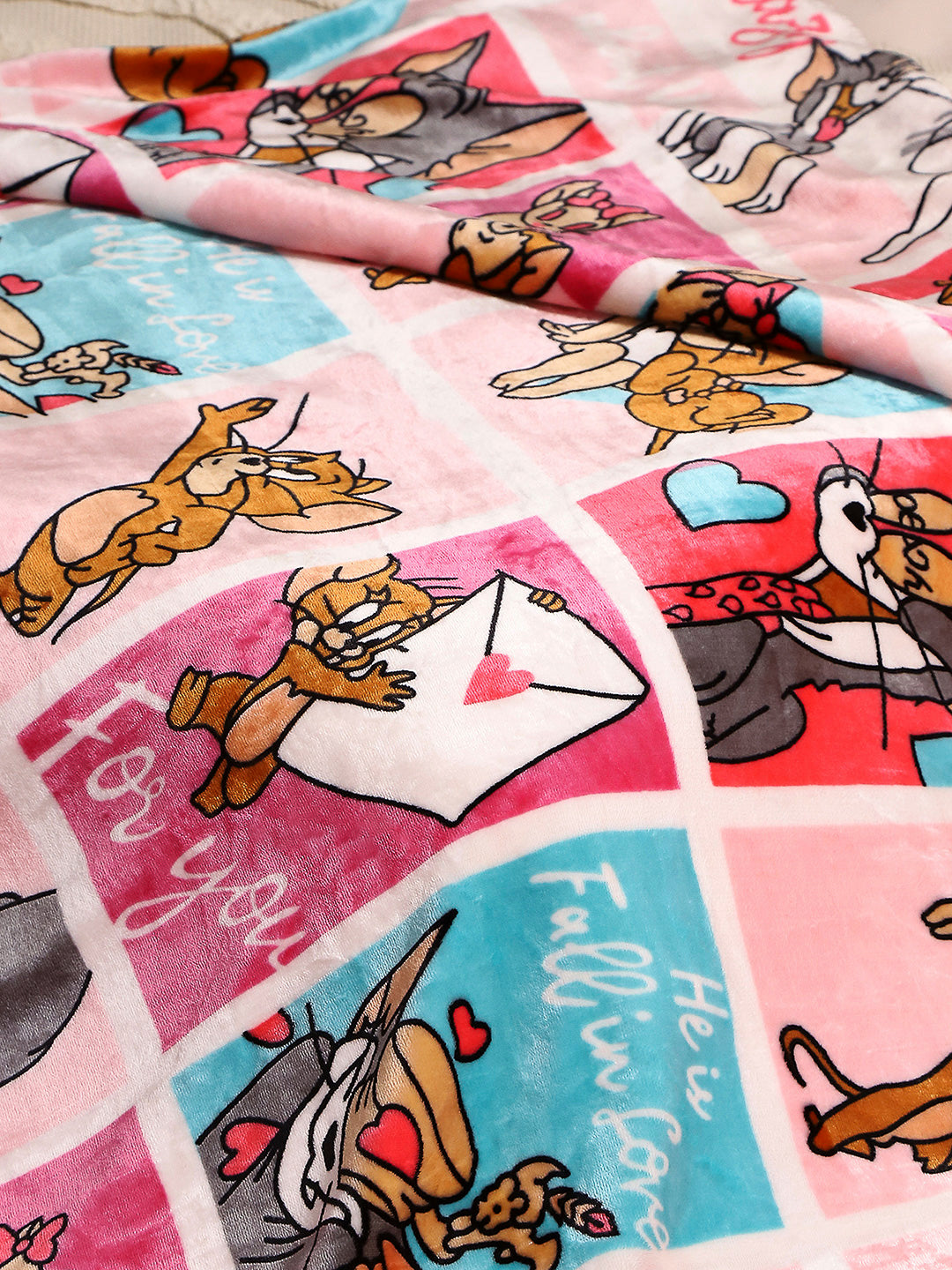 Tom and Jerry Panels Print Ultra Cozy Cartoon Network Pink Baby Blanket