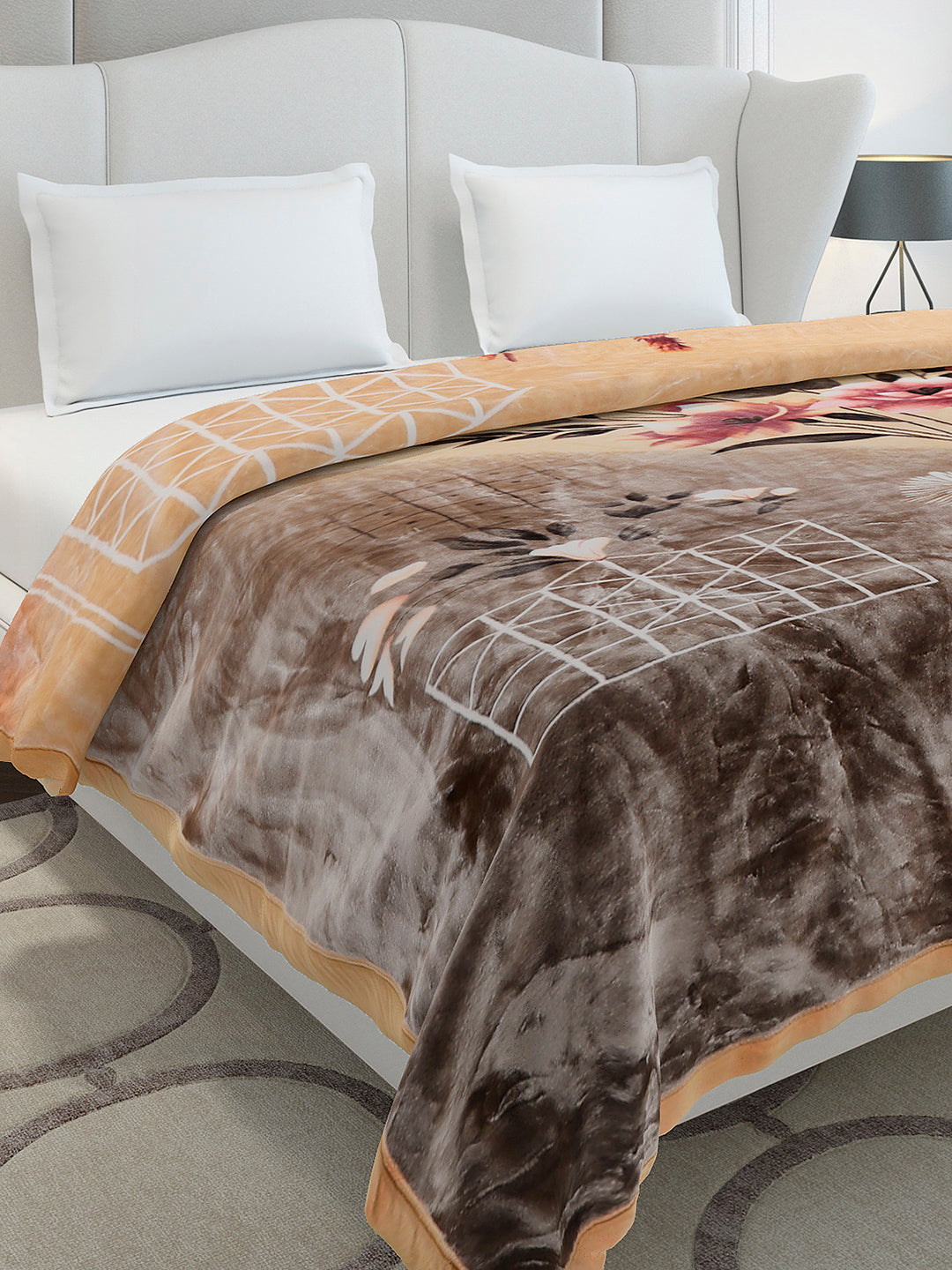 Printed Double Bed 2 Ply, 1136 GSM Embossed Blanket for Heavy Winter - (Commander)