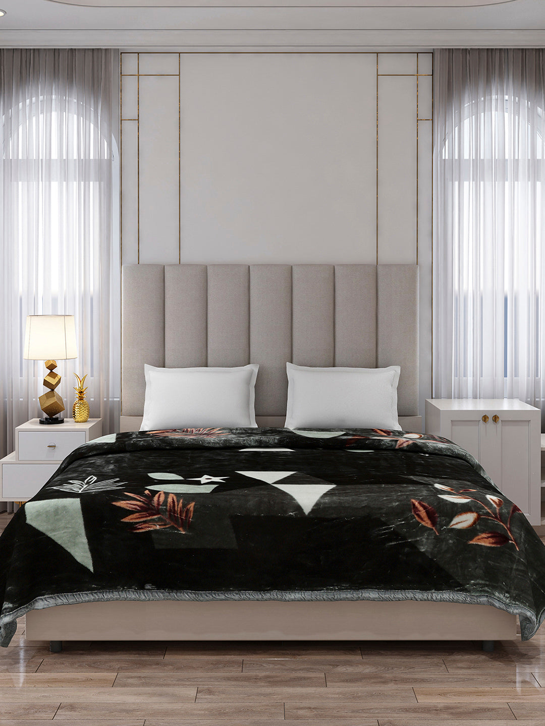 Printed Double Bed 2 Ply, 871 GSM Blanket for Heavy Winter - (Moon Valley Box)