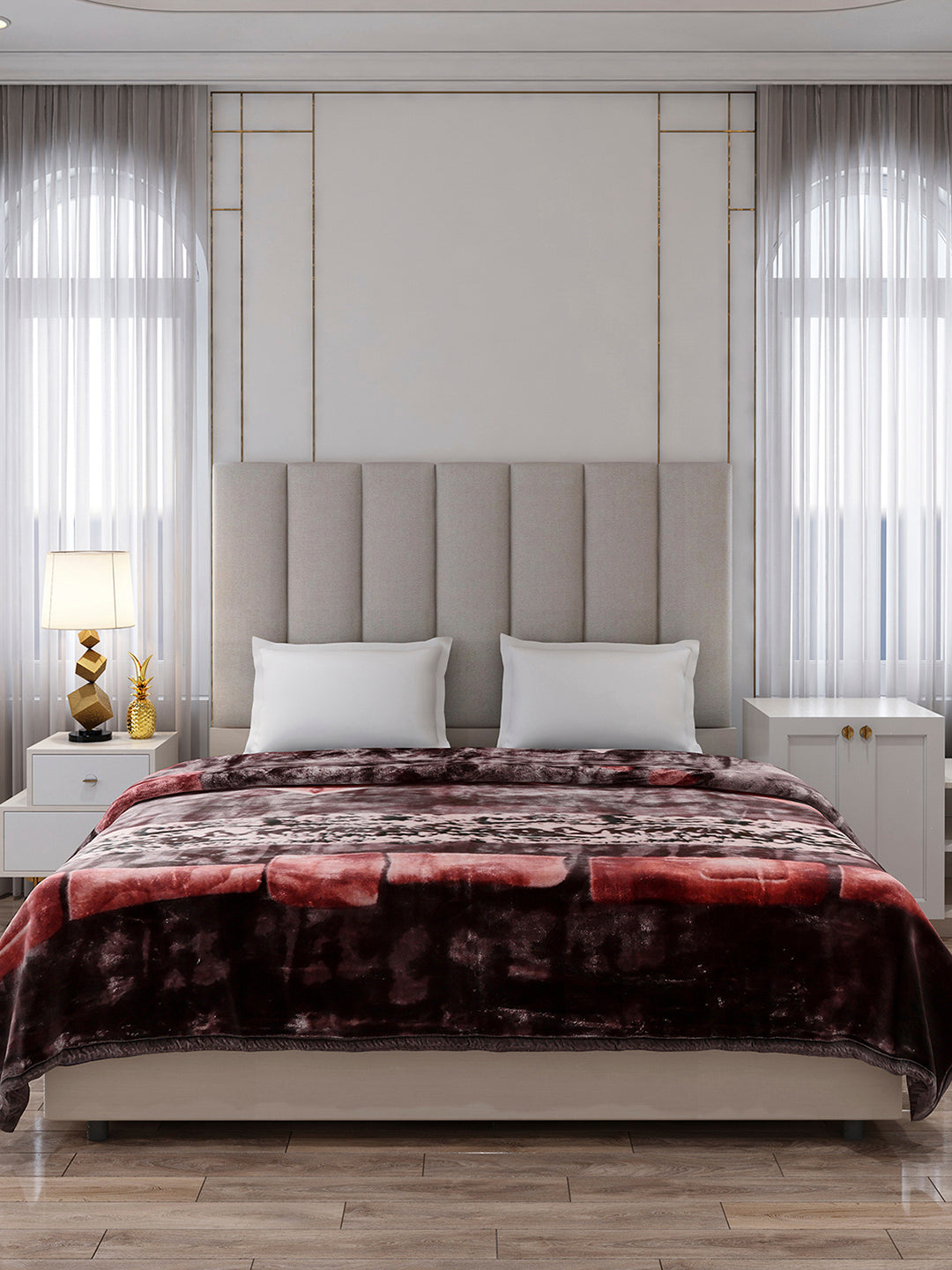 Printed Double Bed 2 Ply, 871 GSM Blanket for Heavy Winter - (Moon Valley Box)