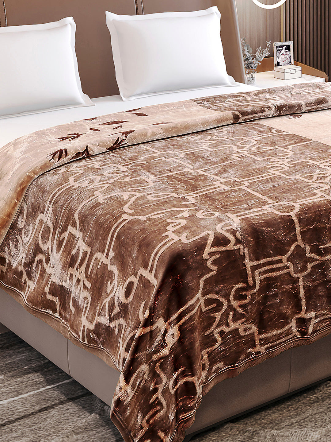 Printed Double Bed Reversible Blanket 2 Ply, 872 GSM, 4.6 kg (Moonvalley)