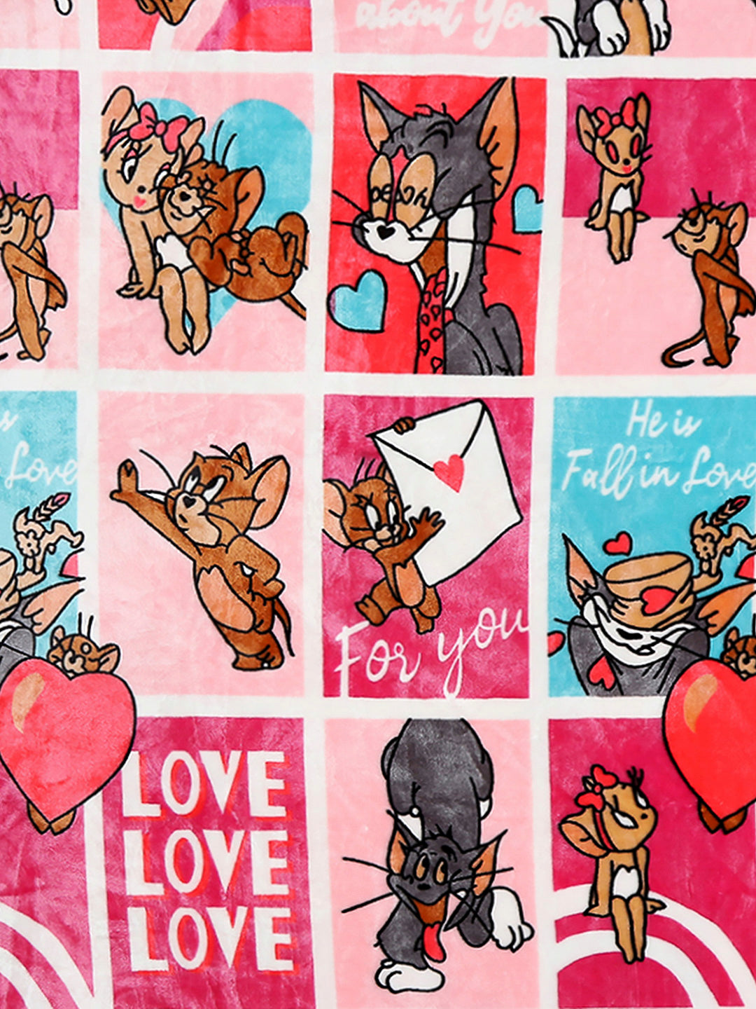 Tom and Jerry with Typography Print Velvety Cartoon Network Pink Baby Blanket
