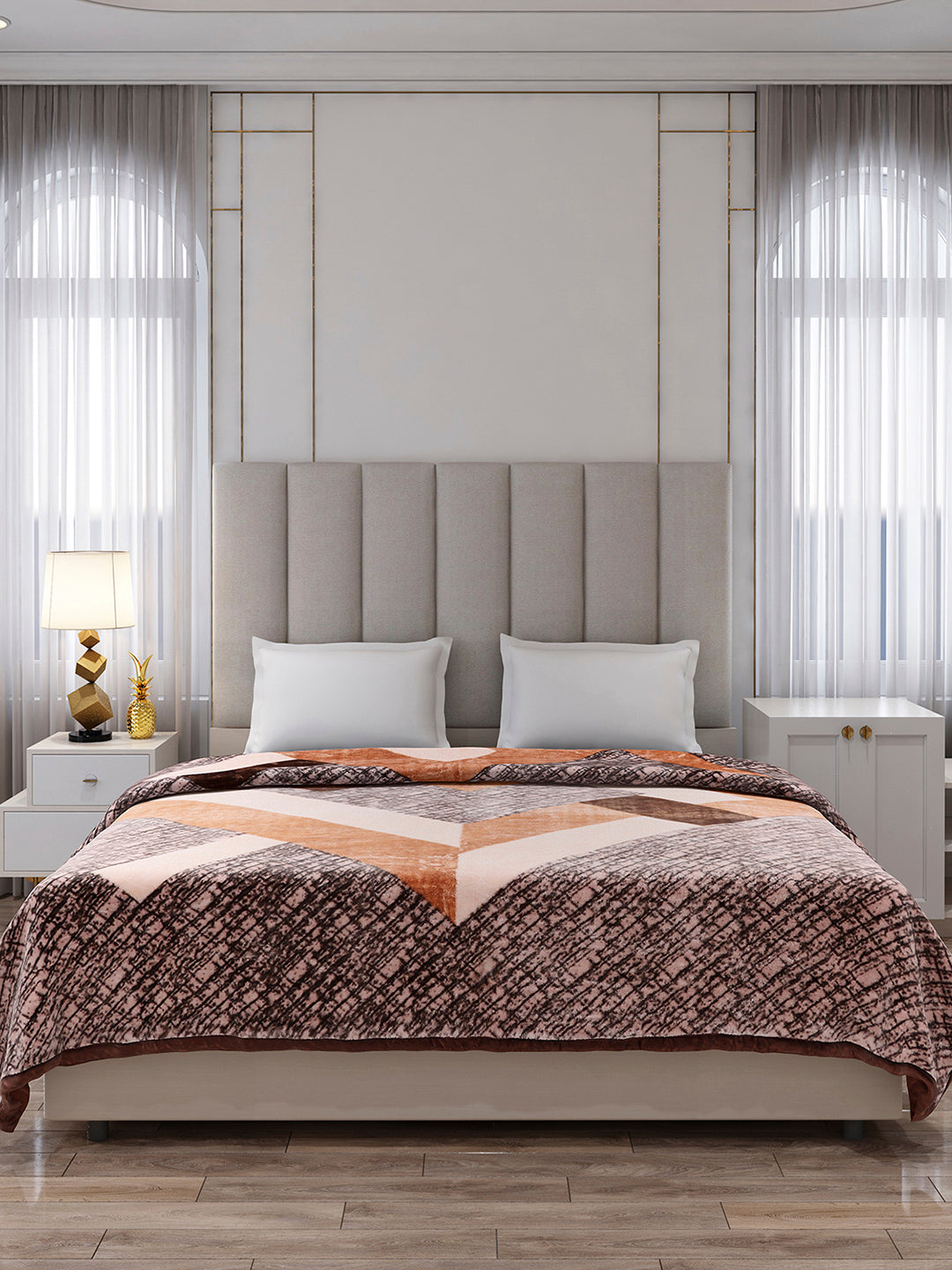 Printed Double Bed 1 Ply Blanket for Mild Winter - (Regal)