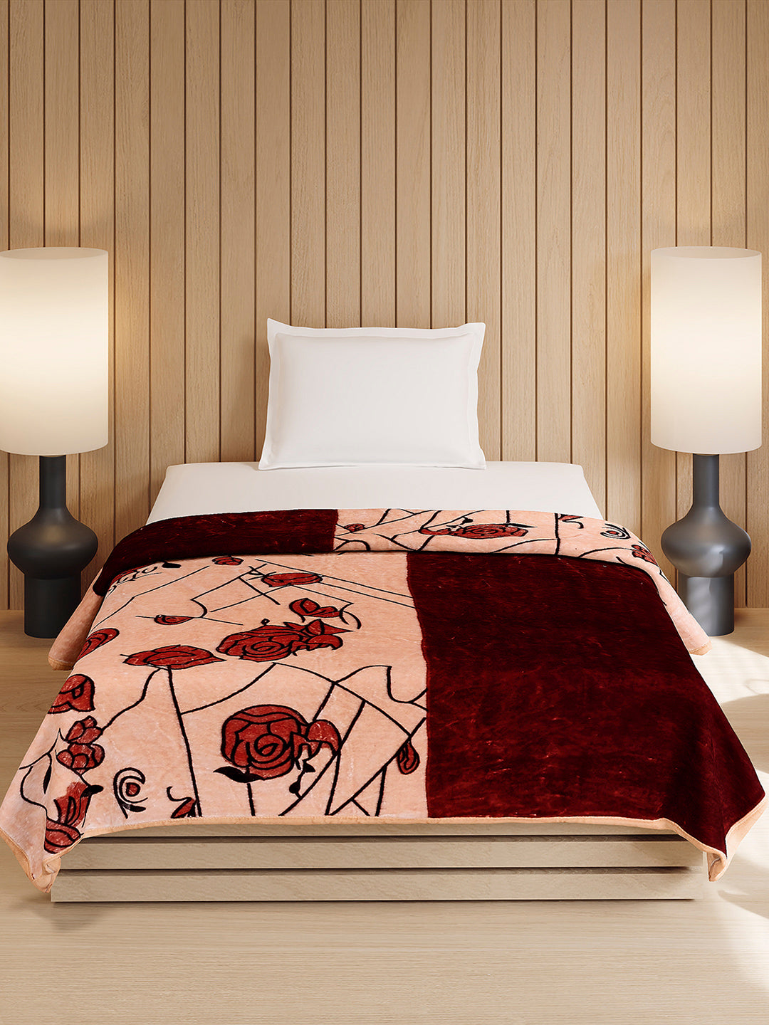 Printed Double Bed 1 Ply, 540 GSM Blanket for Winter - (Relation PVC)