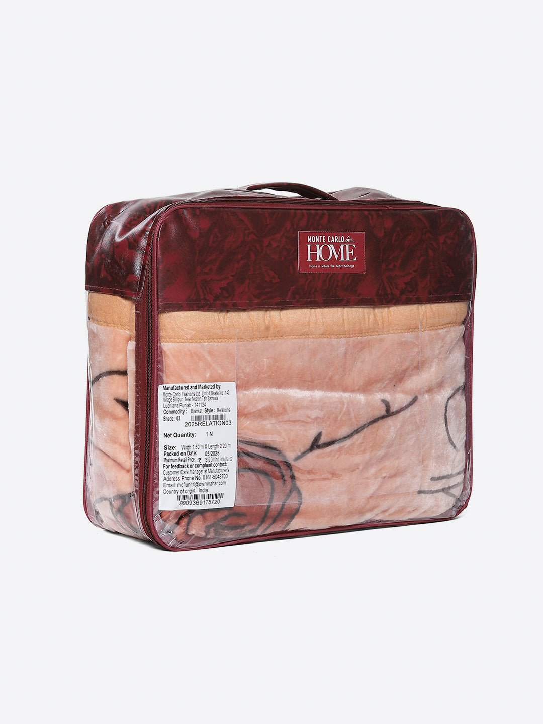 Printed Double Bed 1 Ply, 540 GSM Blanket for Winter - (Relation PVC)