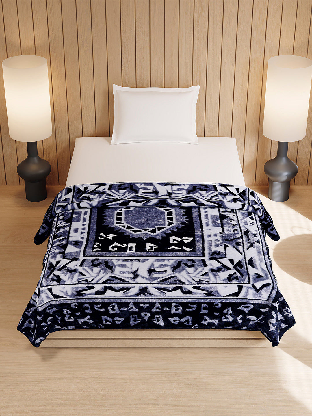 Printed Double Bed 1 Ply, 540 GSM Blanket for Winter - (Relation PVC)