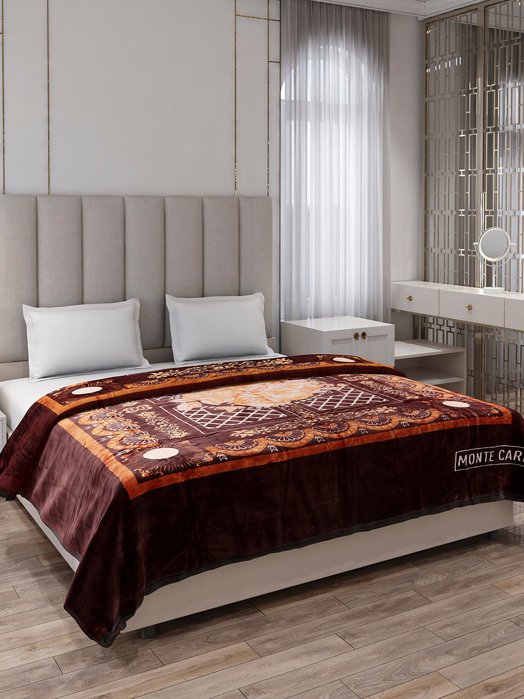 Printed Double Bed 1 Ply, 530 GSM Super Soft Blanket for Mild Winter - (Roman Plus)