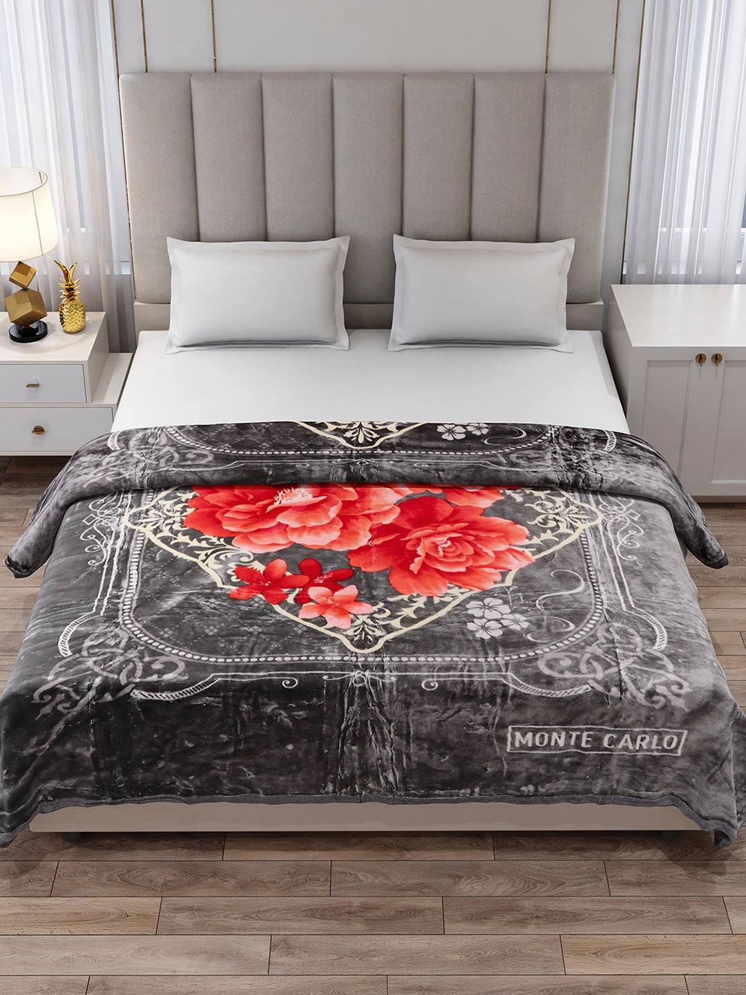 Printed Double Bed 1 Ply, 530 GSM Super Soft Blanket for Mild Winter - (Roman Plus)