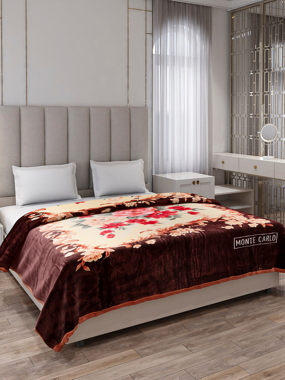 Printed Double Bed 1 Ply, 530 GSM Super Soft Blanket for Mild Winter - (Roman Plus)