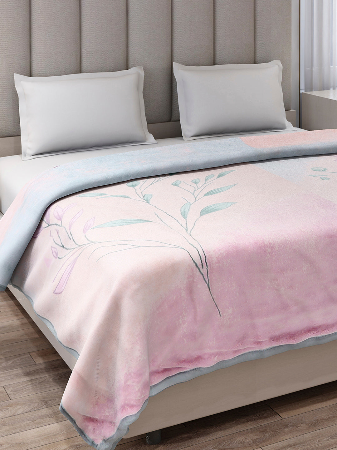 Printed Double Bed 3, 890 GSM Ply Blanket for Heavy Winter - (Rosewood)