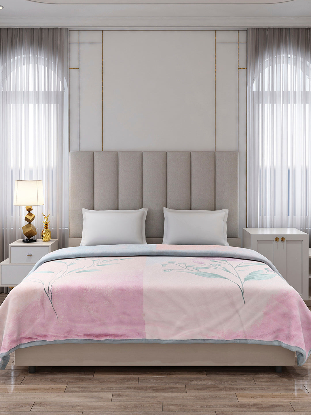 Printed Double Bed 3, 890 GSM Ply Blanket for Heavy Winter - (Rosewood)