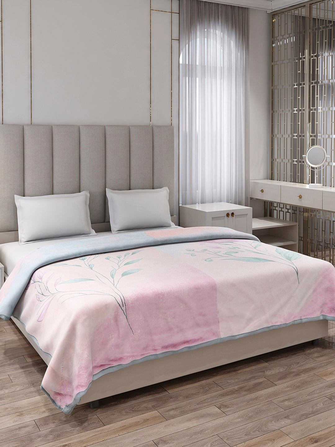 Printed Double Bed 3, 890 GSM Ply Blanket for Heavy Winter - (Rosewood)