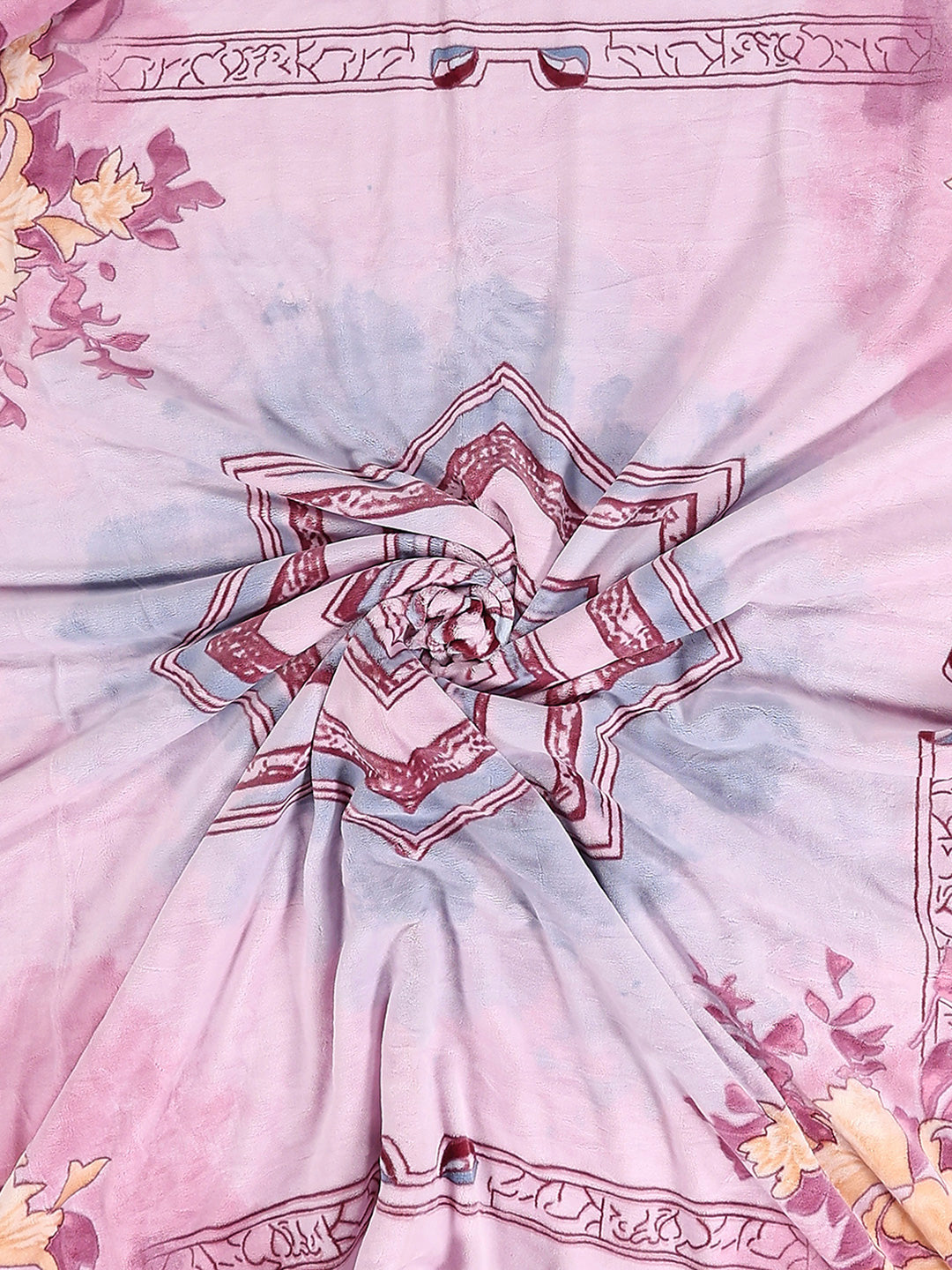 Printed Double Bed 3, 890 GSM Ply Blanket for Heavy Winter - (Rosewood)