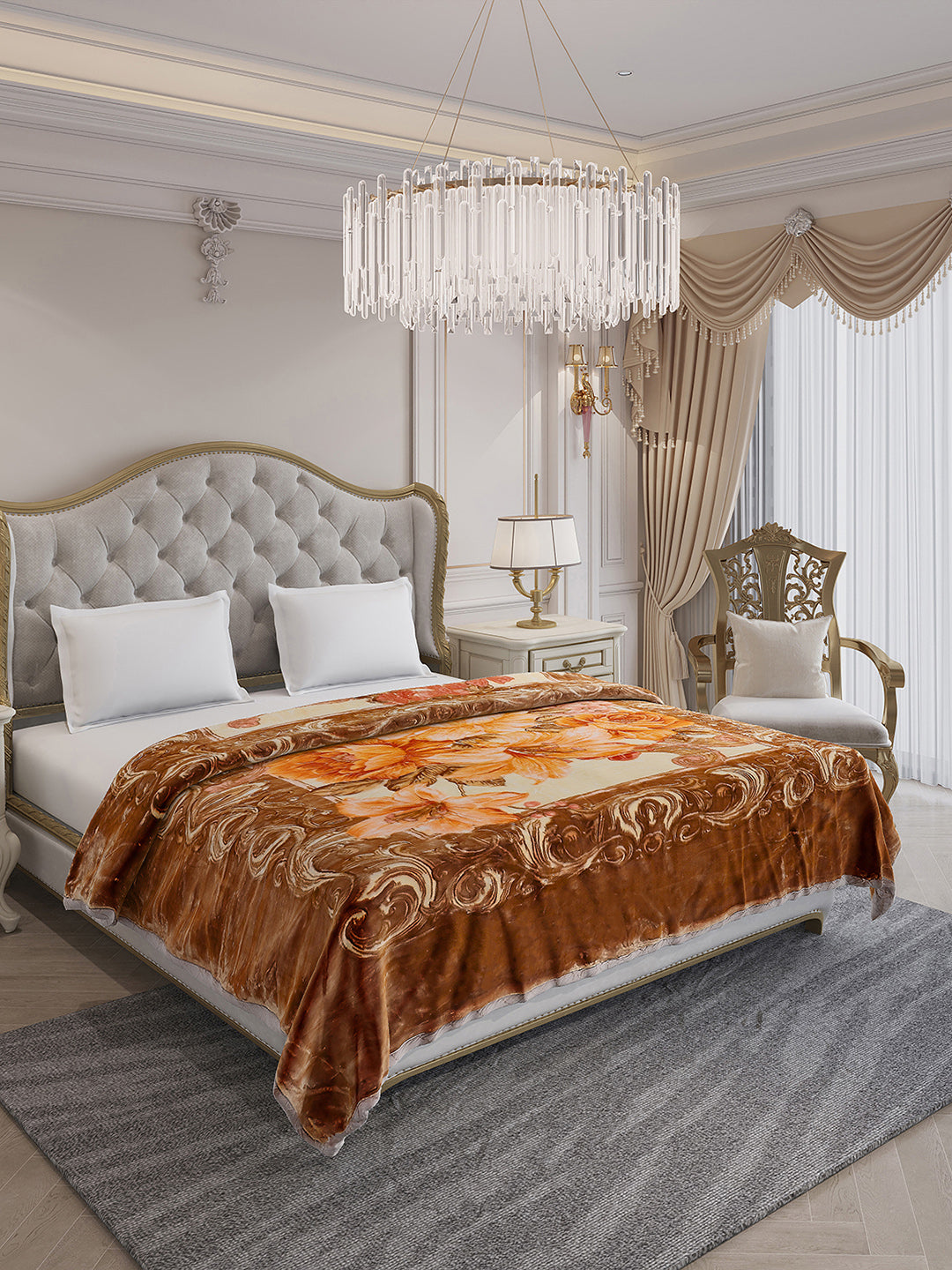 Printed Double Bed Reversible Blanket 3 Ply, 1516 GSM, 8 kg (Superimo)