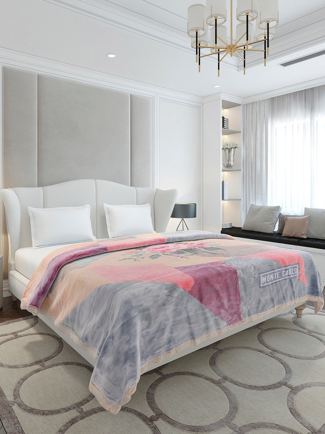 Printed Double Bed 2 Ply, 909 GSM Embossed Blanket for Heavy Winter - (Vista Plus)