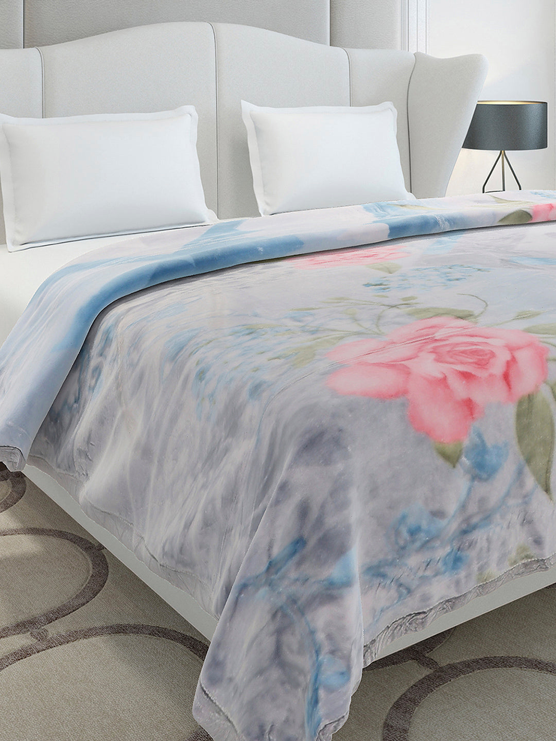 Printed Double Bed 2 Ply, 909 GSM Embossed Blanket for Heavy Winter - (Vista Plus)