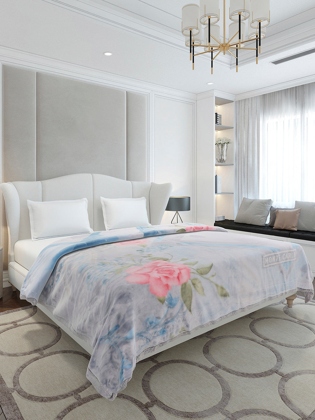 Printed Double Bed 2 Ply, 909 GSM Embossed Blanket for Heavy Winter - (Vista Plus)