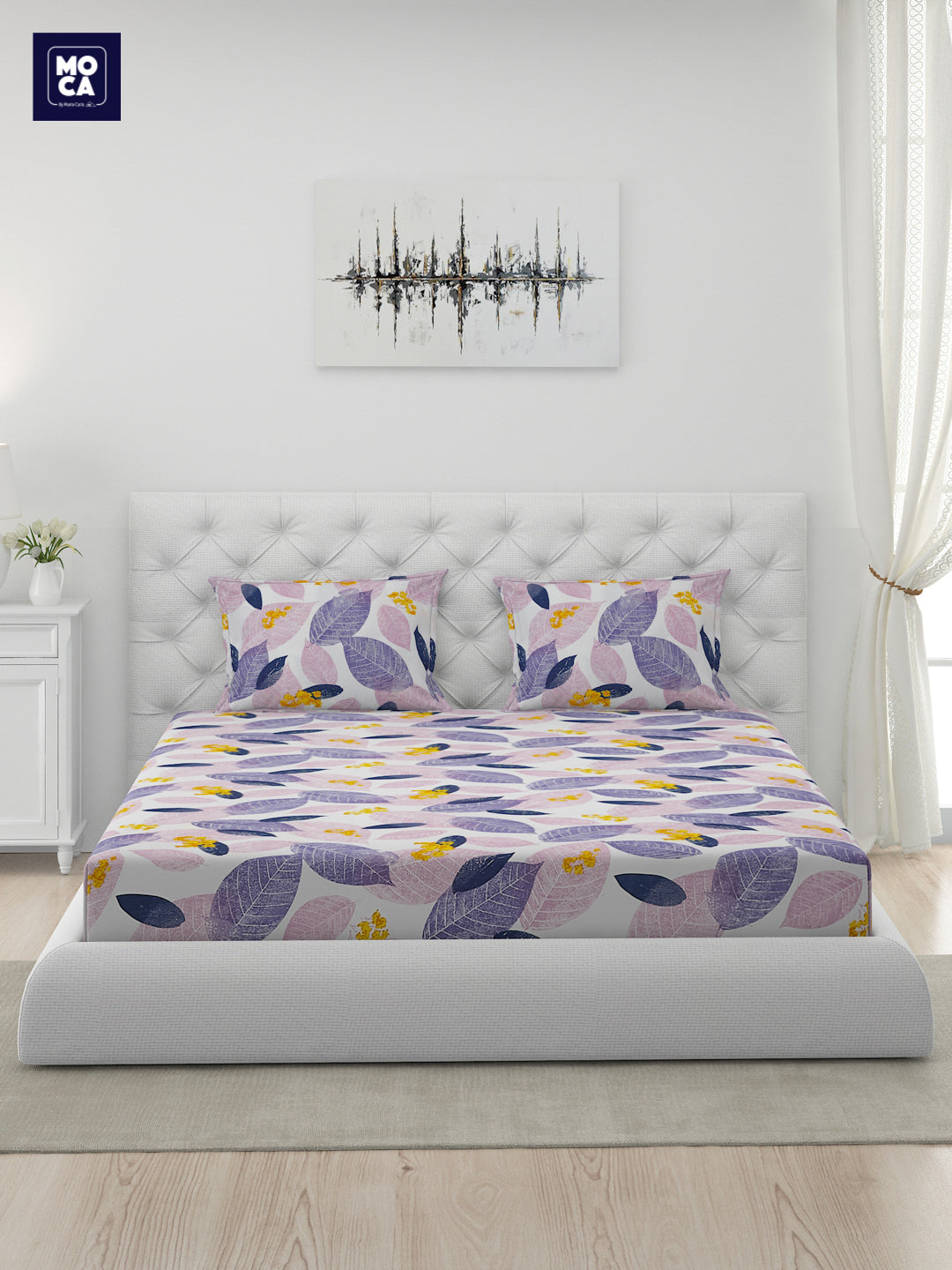 120 GSM Polyester Double Bed 1 Bedsheet with 2 Pillow Covers (Dazzle)