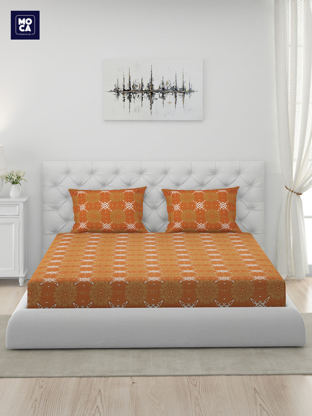 120 GSM Polyester Double Bed 1 Bedsheet with 2 Pillow Covers (Dazzle)