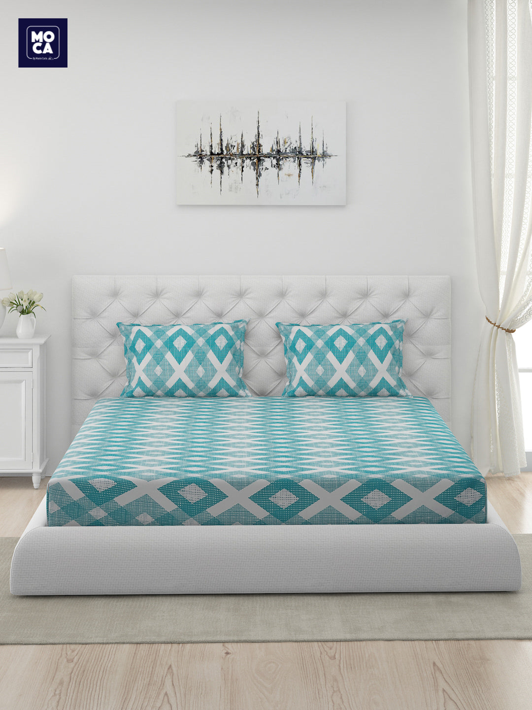 120 GSM Polyester Double Bed 1 Bedsheet with 2 Pillow Covers (Dazzle)