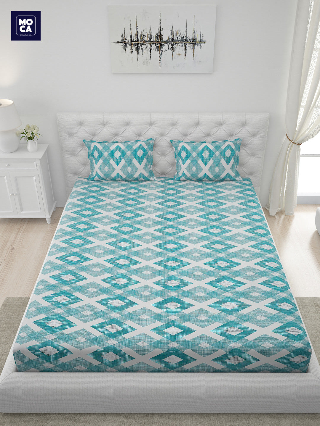 120 GSM Polyester Double Bed 1 Bedsheet with 2 Pillow Covers (Dazzle)