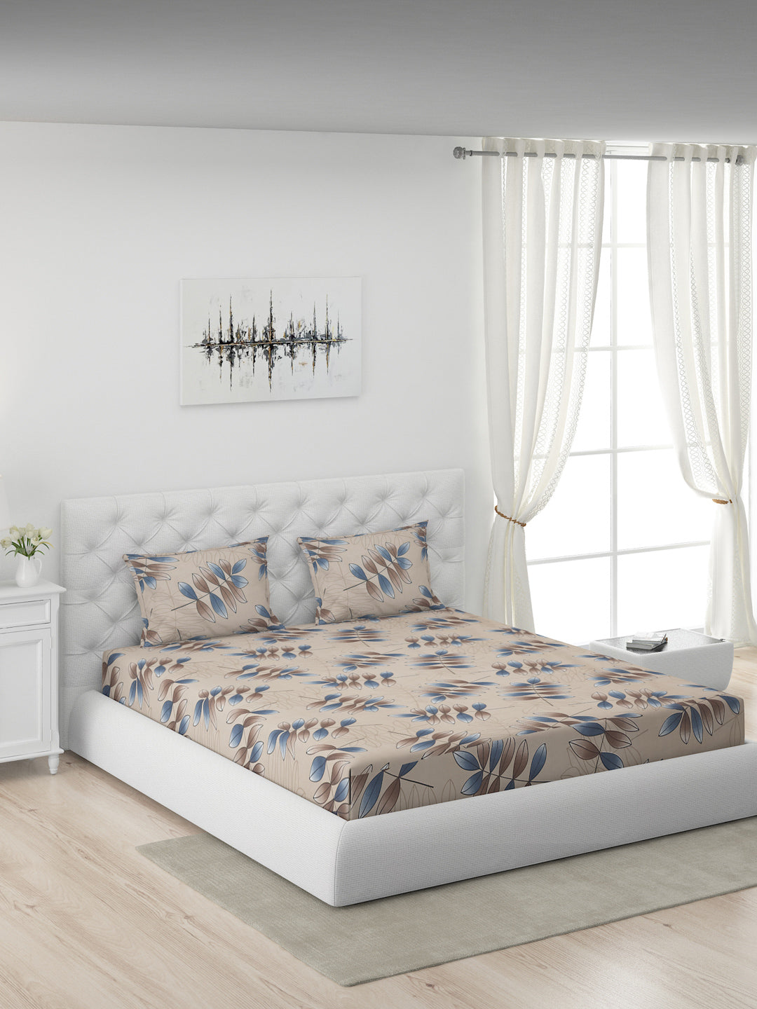 120 GSM Polyester Double Bed 1 Bedsheet with 2 Pillow Covers (Dazzle)