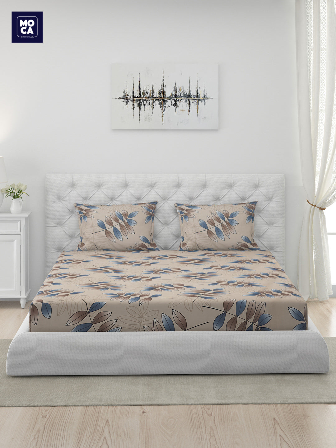 120 GSM Polyester Double Bed 1 Bedsheet with 2 Pillow Covers (Dazzle)