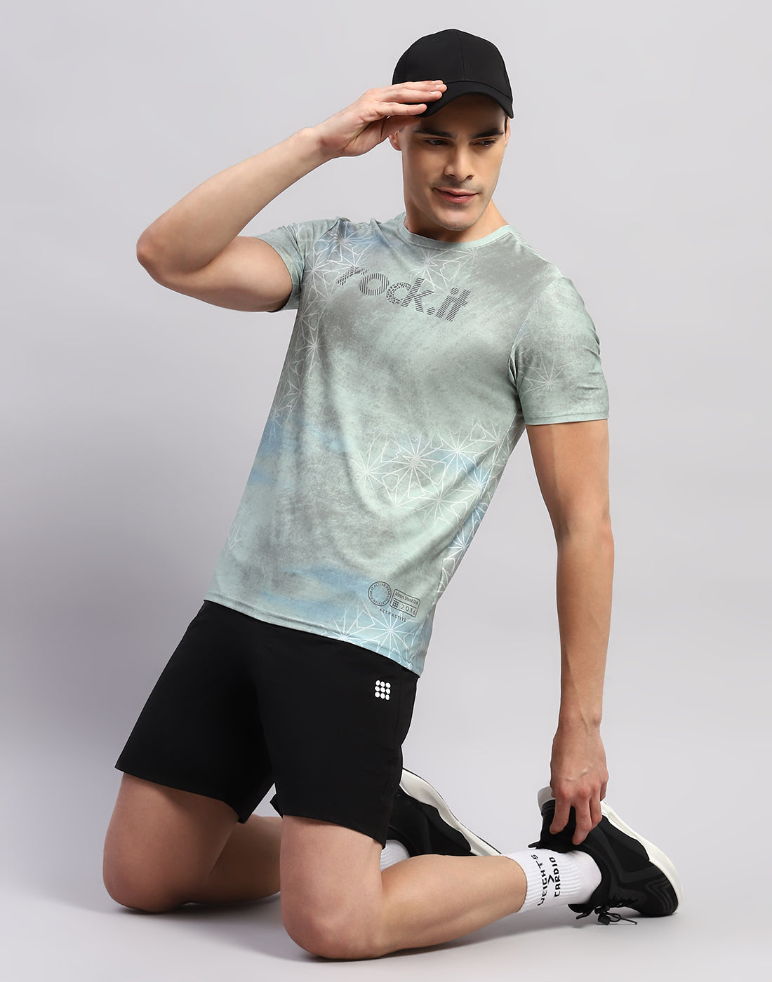 Rock.it Men Green Printed Round Neck Half Sleeve T-Shirt