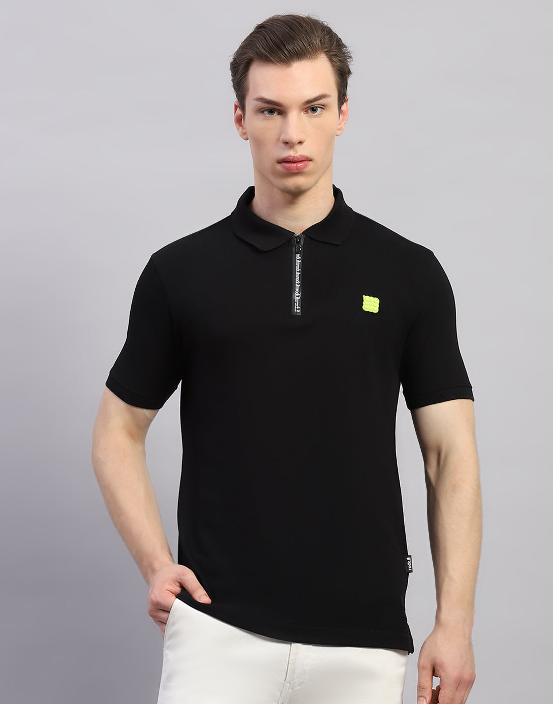 Rock.it Men Black Solid Polo Collar Half Sleeve T-Shirt