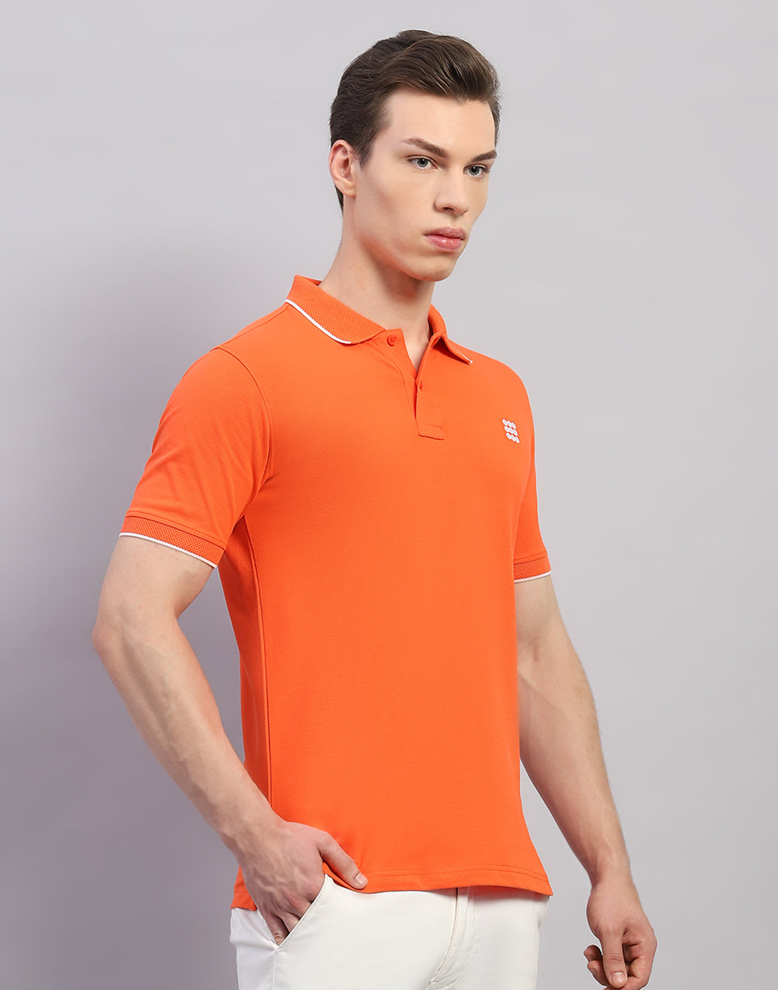 Rock.it Men Orange Solid Polo Collar Half Sleeve T-Shirt