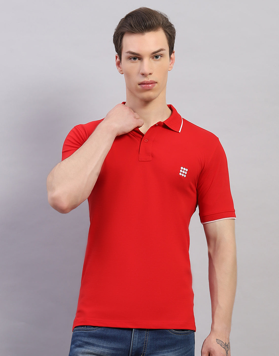 Rock.it Men Red Solid Polo Collar Half Sleeve T-Shirt