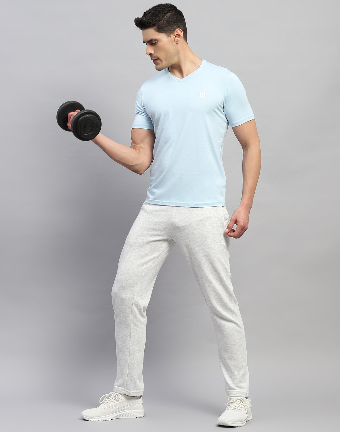 Rock.it Men Blue Solid V Neck Half Sleeve T-Shirt