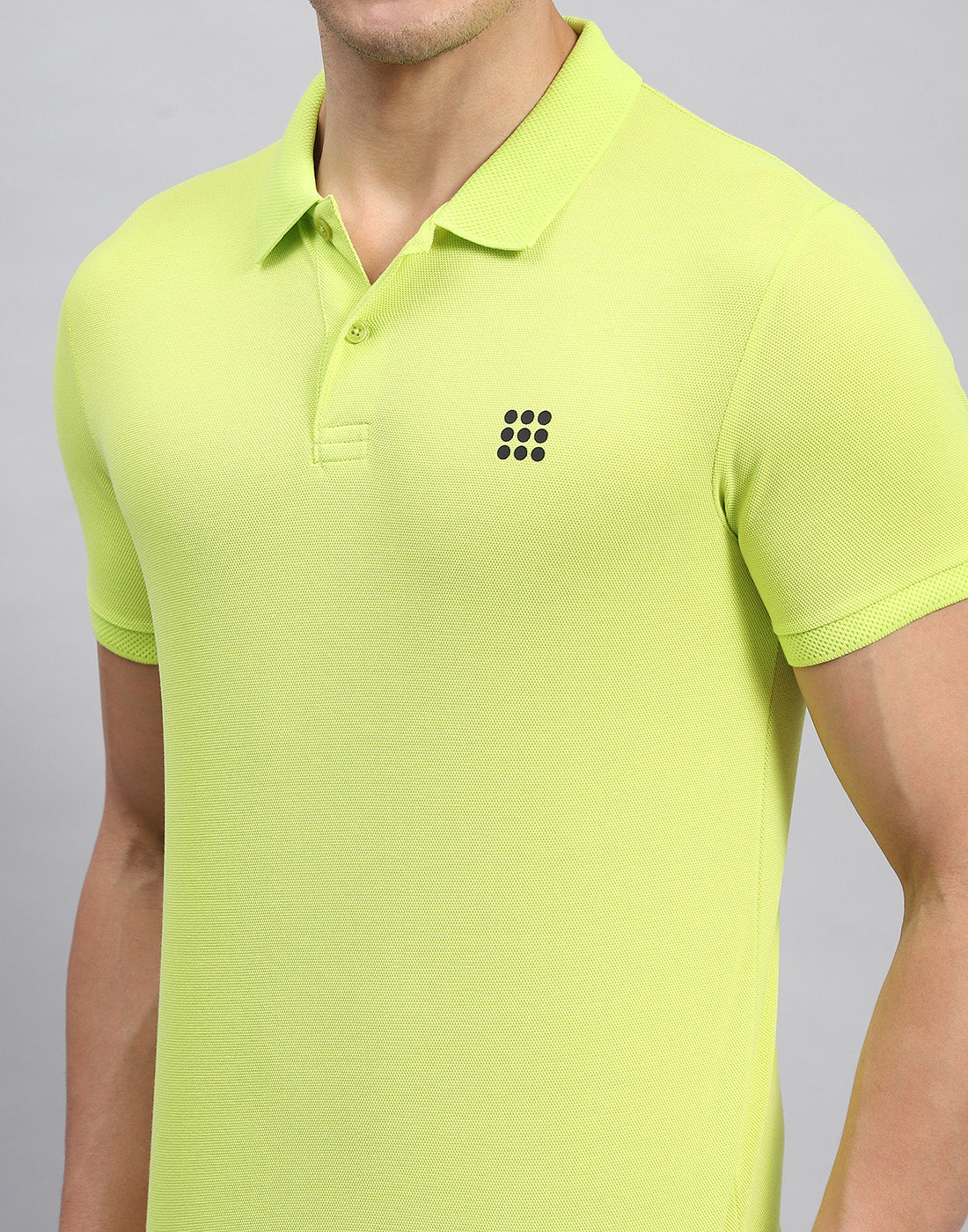 Rock.it Men Neon Green Solid Collar Half Sleeve T-Shirt