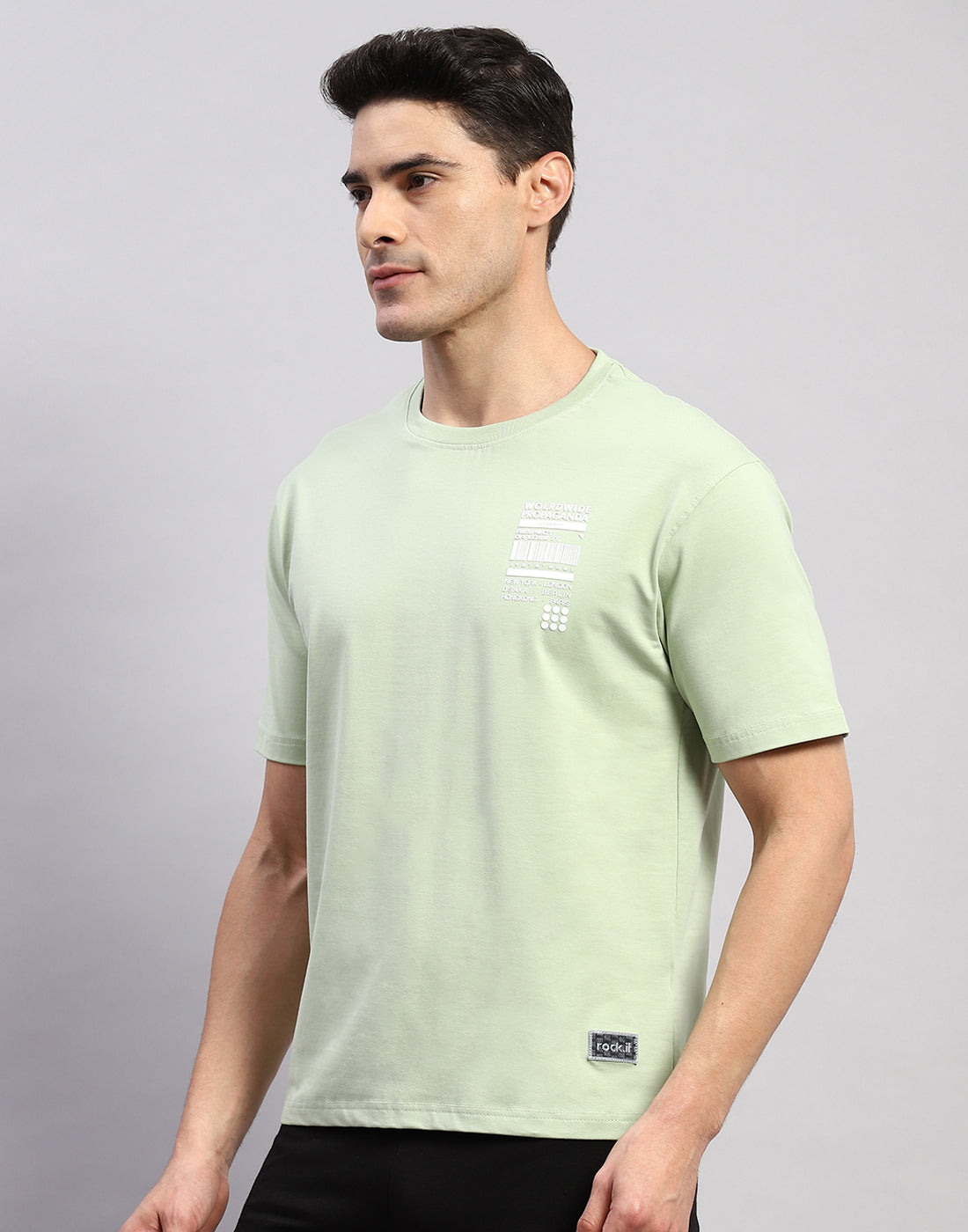 Rock.it Men Green Printed Round Neck Half Sleeve T-Shirt