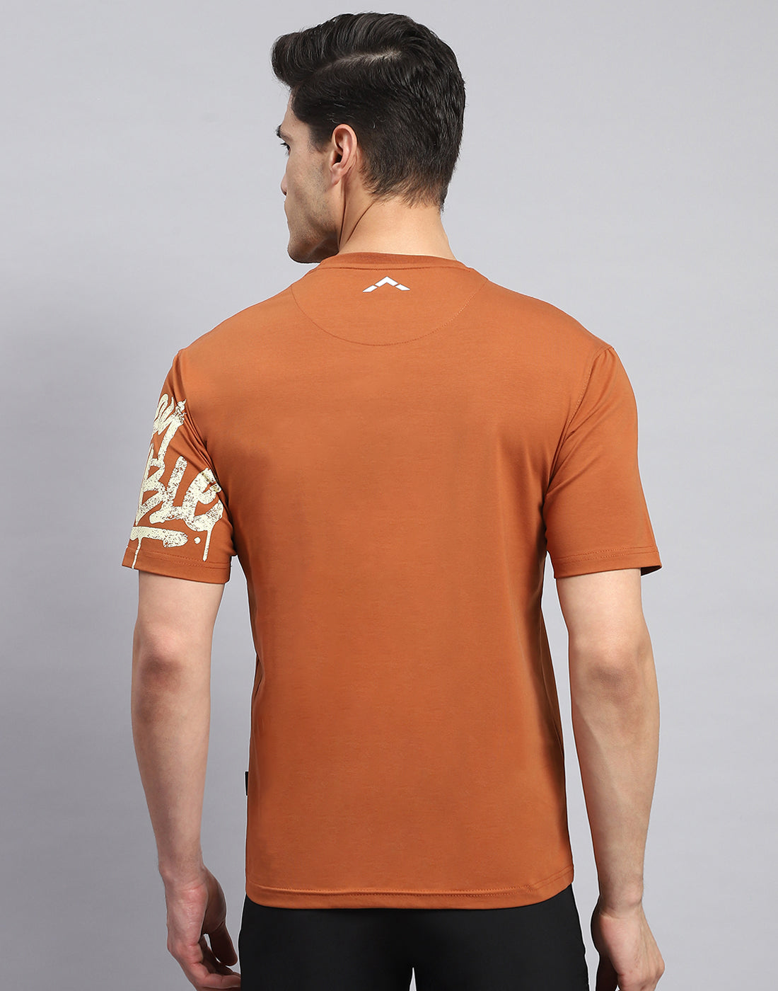 Rock.it Men Rust Printed Round Neck Half Sleeve T-Shirt