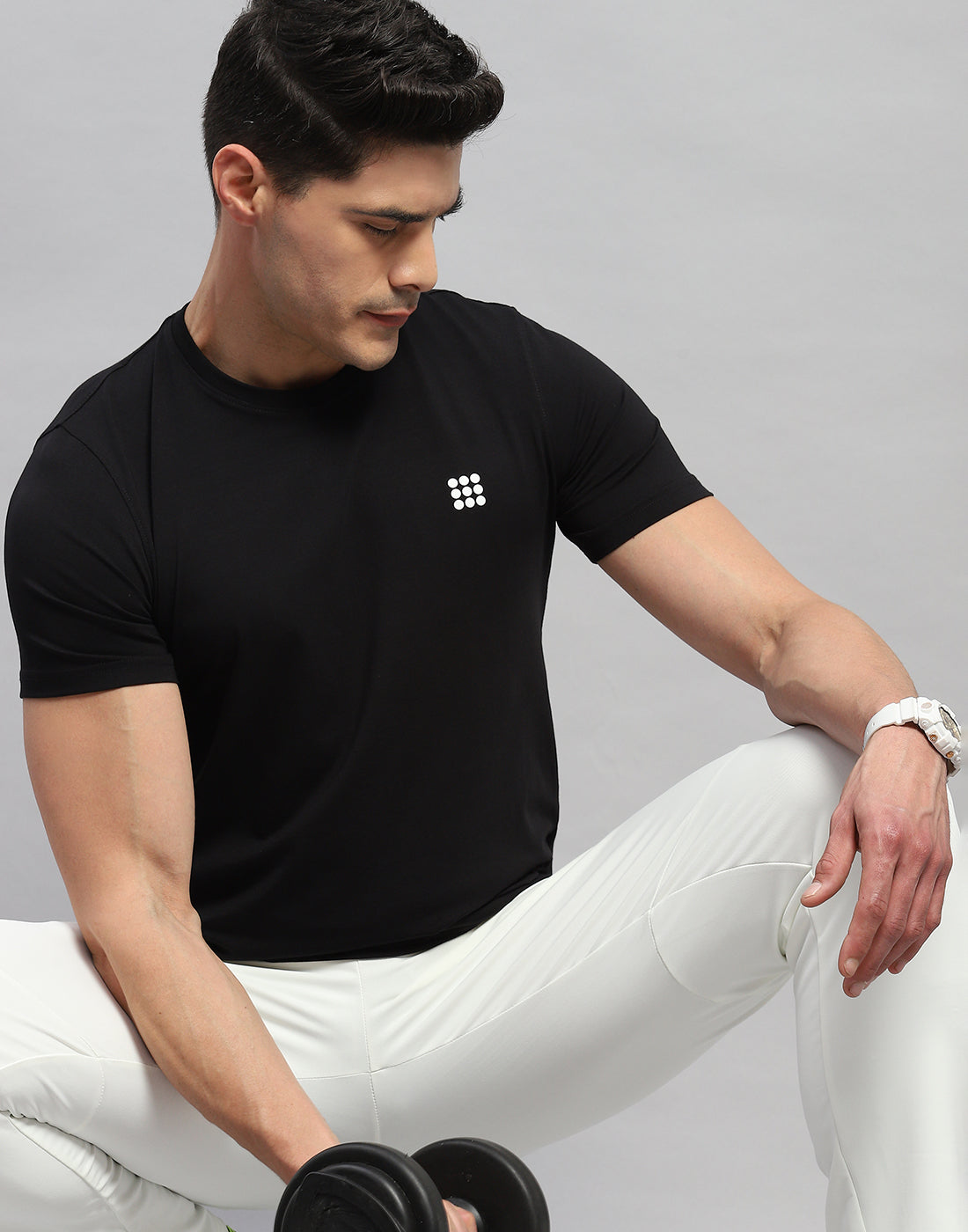 Rock.it Men Black Solid Round Neck Half Sleeve T-Shirt