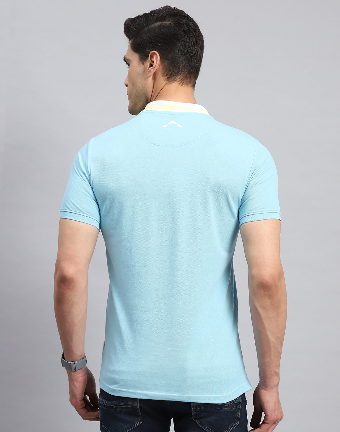 Rock.it Men Blue Solid Collar Half Sleeve T-Shirt