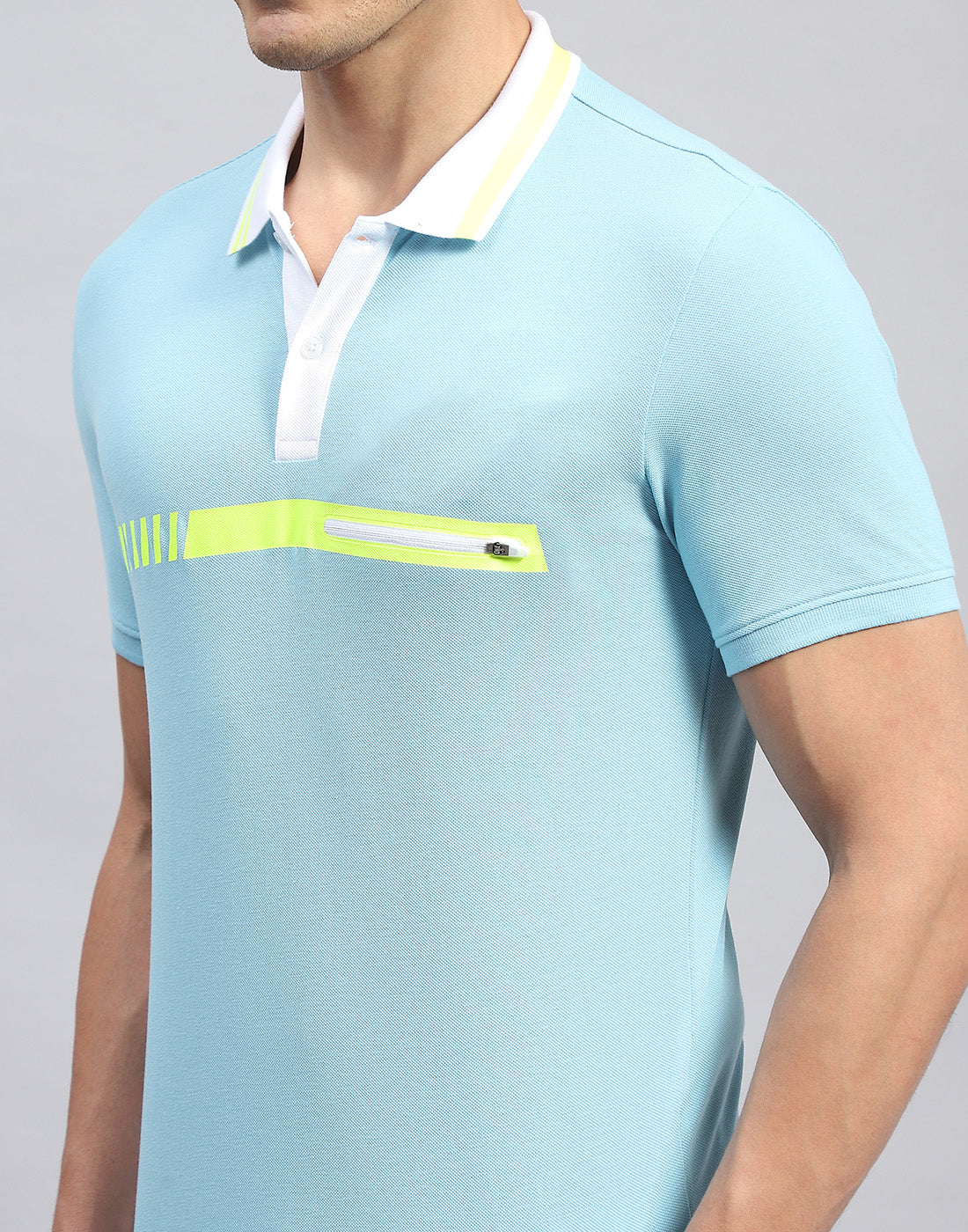 Rock.it Men Blue Solid Collar Half Sleeve T-Shirt