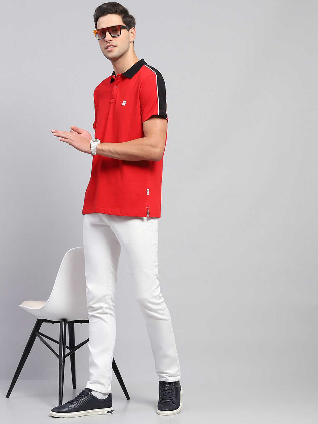 Rock.it Men Red Solid Collar Half Sleeve T-Shirt