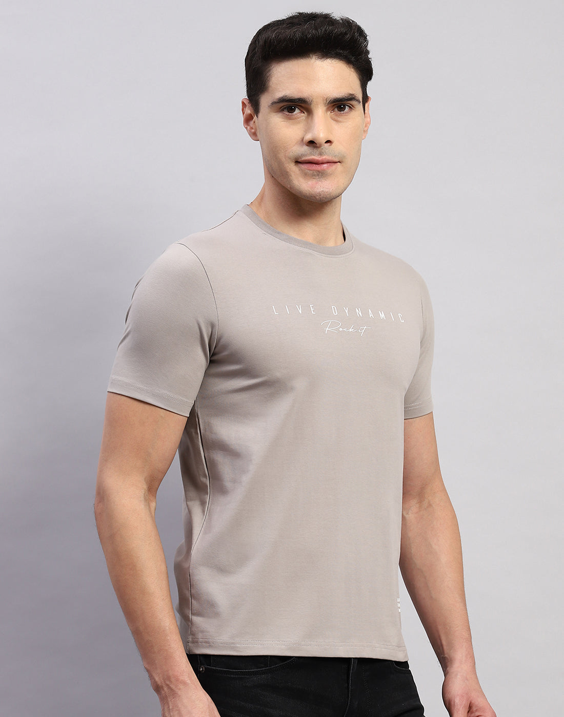 Rock.it Men Grey Printed Round Neck Half Sleeve T-Shirt