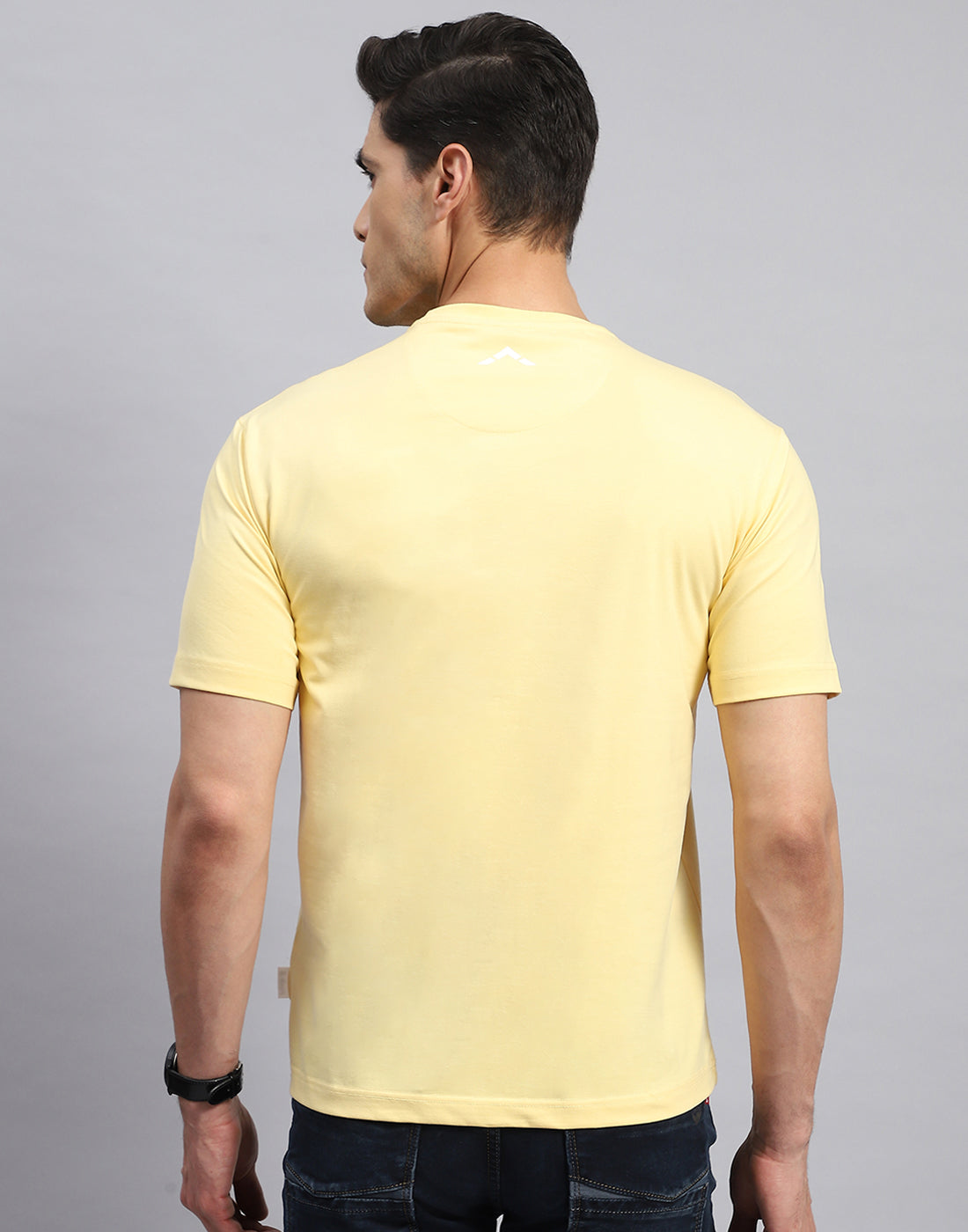 Rock.it Men Yellow Printed Round Neck Half Sleeve T-Shirt
