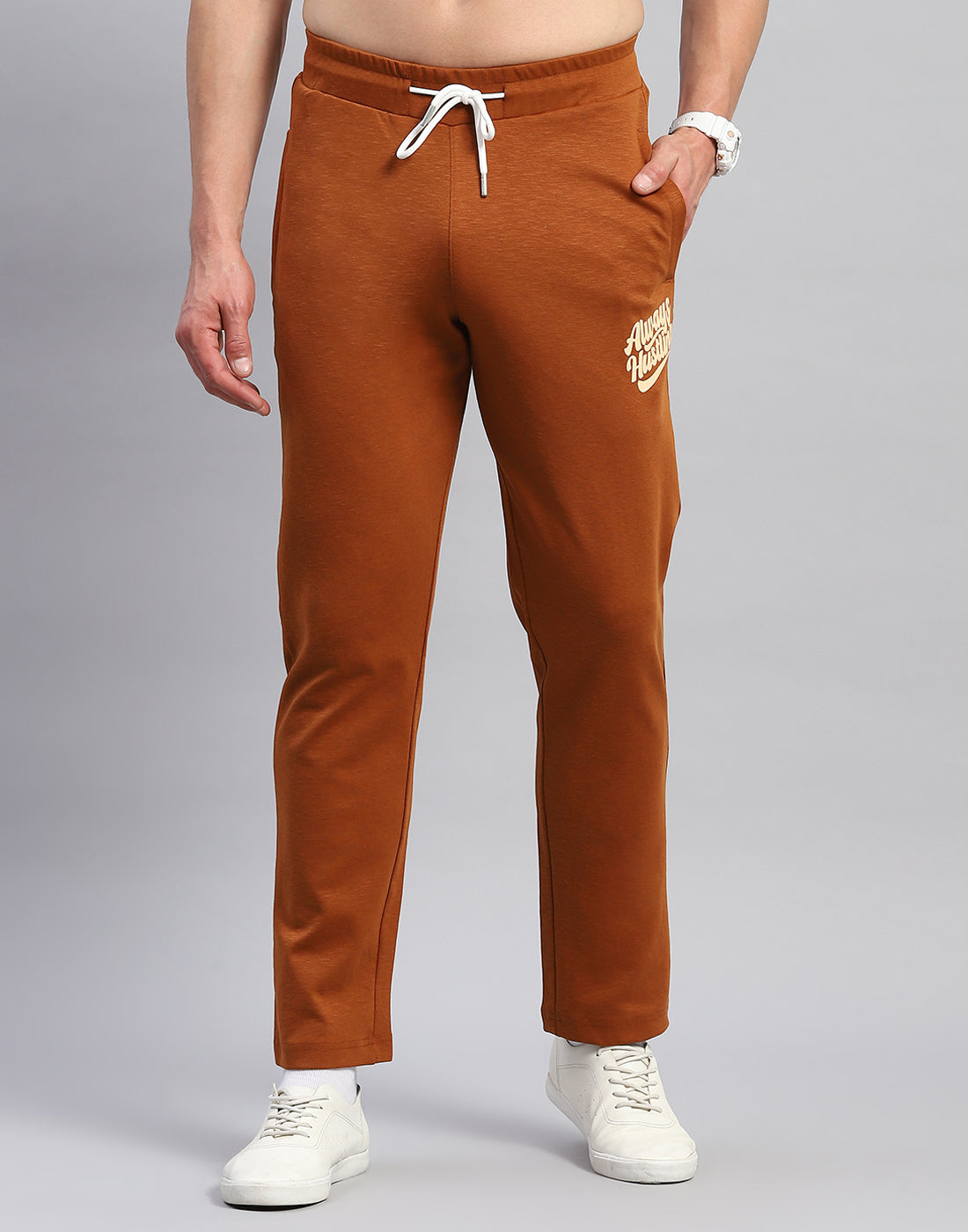 Rock.it Men Rust Solid Round Neck Half Sleeve Lower Set